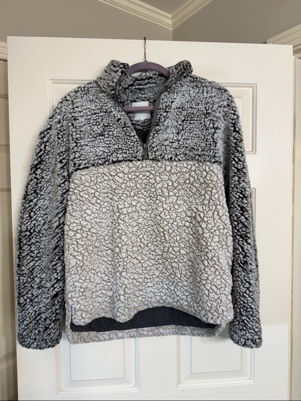 Thread & Supply Two-Tone Gray Sherpa Pullover Jacket